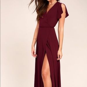 Heart of Marigold Burgundy Wrap Maxi Dress